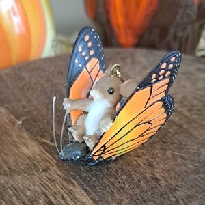 Fitz and Floyd Butterfly Mouse Figurine - Orange and Black